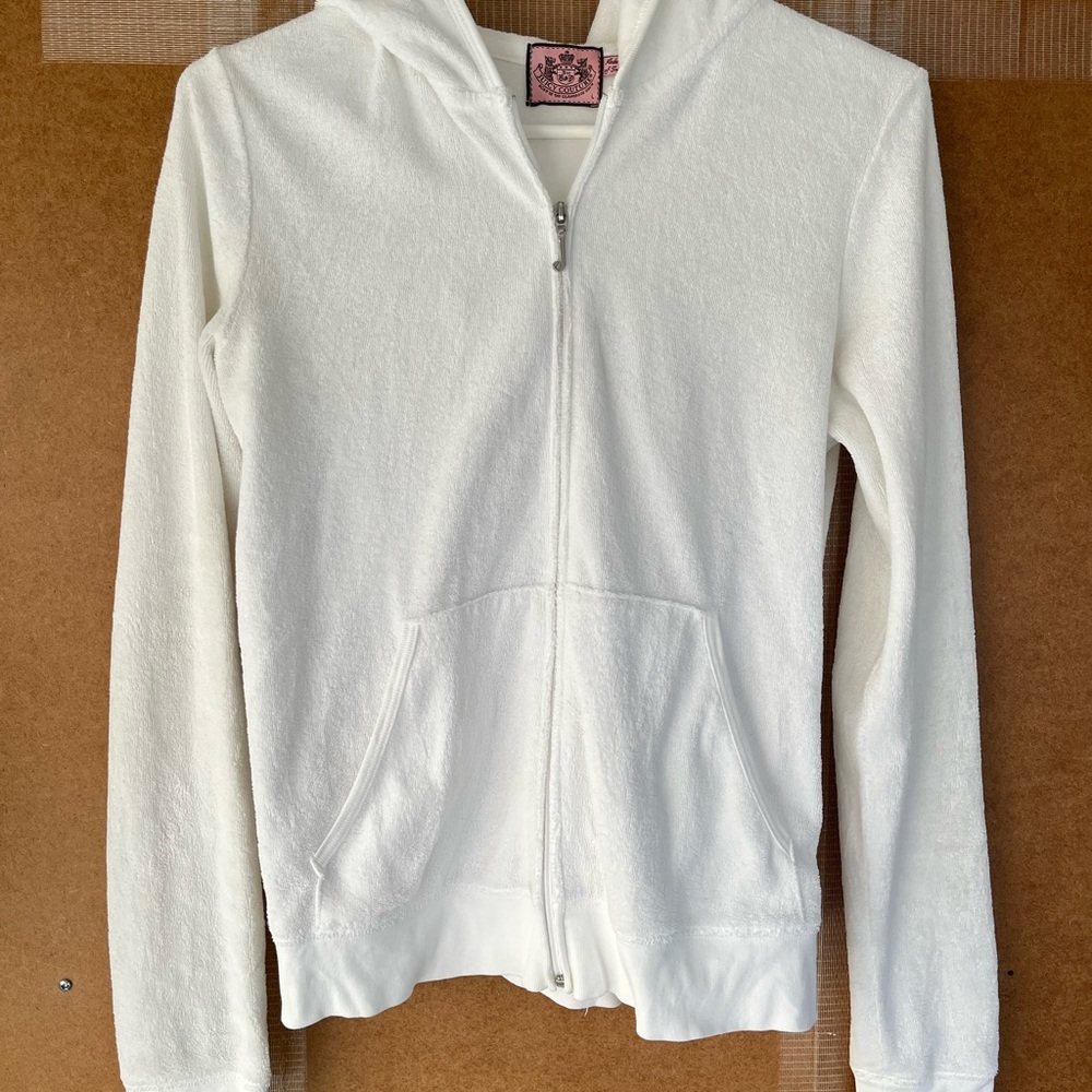 Vintage y2k authentic juicy couture white zip up hoodie #y2kfashion